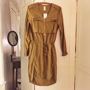 H&M button up tan dress